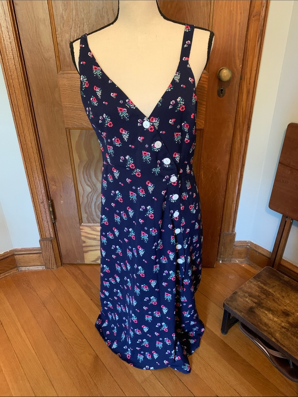 Heartloom Navy Floral Button-Front Summer Dress